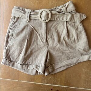 Chic High Waist Tan Shorts with Belt